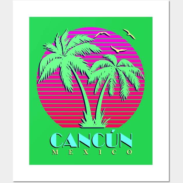 Cancun Mexico Palm Trees Sunset Wall Art by Nerd_art